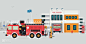 消防员消防车矢量插画EPS源文件下载-插画-插画图形素材-酷图网