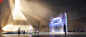 interior design  Scifi futuristic Brutalist Office Space concept art