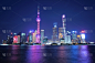 夜晚,上海,亚洲,外滩,照明设备,摩天大楼,图像,现代,著名景点,无人