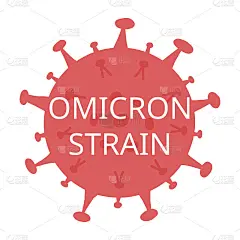 Covid-19冠状病毒细胞、突变细菌和Omicron菌株文本。矢量手绘插图在孤立的背景。