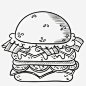 卡通手绘大汉堡图宝宝 https://bao16.com 汉堡 食物 卡通 手绘 铅笔画 简笔画 铅笔纹理 黑白画