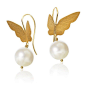 Marianne Dulong. Butterfly earrings. 18 carat gold and fresh water pearls.