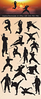 Ninja Silhouettes - Characters Vectors