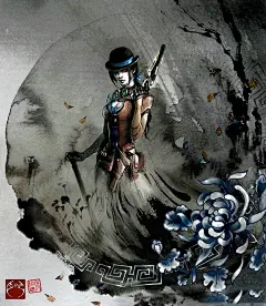 台湾女插画师Jungshan水墨风格插画