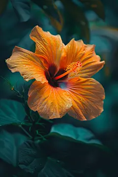 高清木槿花花蕊绿植摄影图