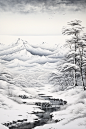国风水墨大雪小雪雪景插画