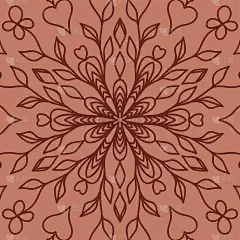 东方花卉图案。曼荼罗的设计。矢量插图。手绘万花筒背景。红砖色