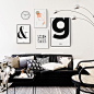 北欧英文字母抽象几何装饰画客厅沙发背景墙壁画卧室现代简约挂画-淘宝网
