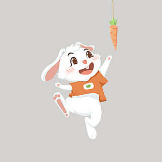 摘胡萝卜的小兔子小白兔元素运动跳跃胡萝卜...