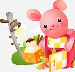 小白兔冰箱卡通海报促销平面广告 创意素材 png素材