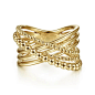 14K Yellow Gold High Polished Bujukan Bead Criss Cross Ring