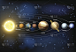 太阳系,行星,图表,天空,星系,形状,轨道运行,土星,月亮,绘画插图