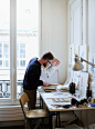 Leo Greenfield at His Temporary Workspace in The Paris Atelier of Australian Fashion