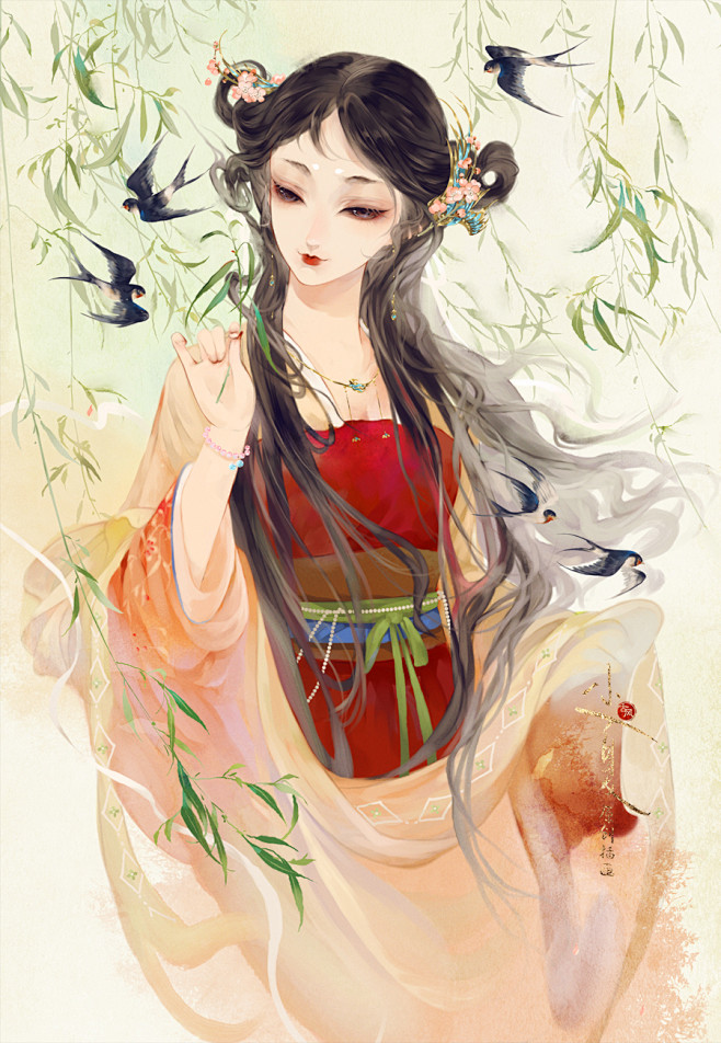 微风燕子斜_小夏.__插画师作品_涂鸦王...