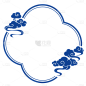 手绘线条祥云花形边框元素