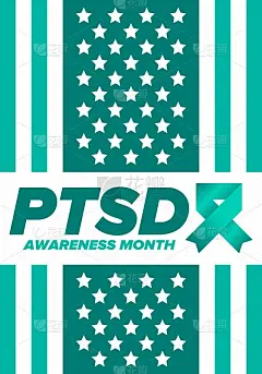 6月的PTSD宣传月。创伤后应激障碍。每年在美国庆祝。医疗保健和意识设计。海报、卡片、横幅和背景。矢