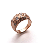 Moon No.1 - 18K Rose Gold and Diamond Engagement Ring, 18K Gold and Diamond ring, unisex ring, engagement ring, engagement band : Moon, a handmade 18k rose gold ring set with 11 clear round diamonds.  The ring in the pictures is in satin finish but can al