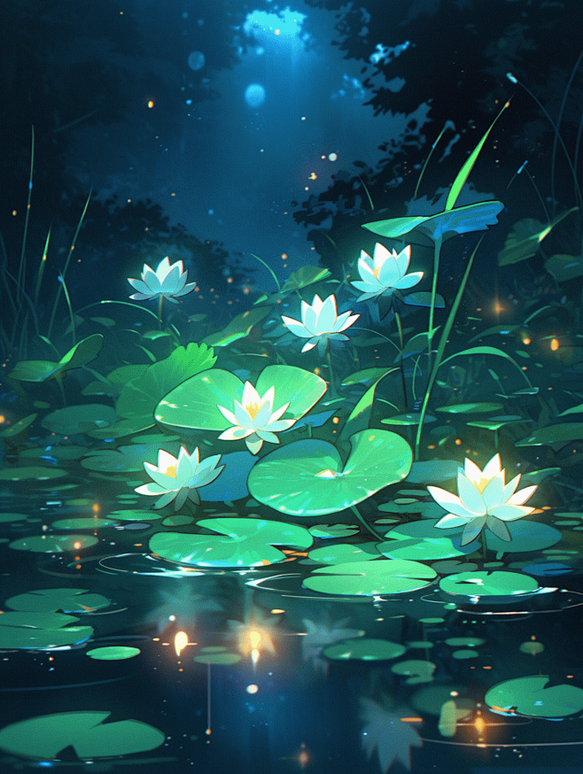 可商底图︱夜晚荷花池_素锦
●标原苏吟凇...