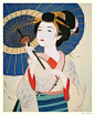 佃喜翔（日本) 1955年生，熊本县人，日本现代著名插画师。擅长绢本着色日本画技画法，描绘细腻抒情的柔美女性。