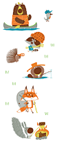 Woodland Campers : A collection of woodland critters camping. This is a great collection for stationary, kids textiles, and party.