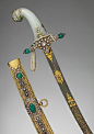 Saber, 19th century; Ottoman period  Turkish  Steel, gold, diamonds, emeralds, pearls