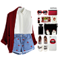 Shorts: http://www.romwe.com/Strawberry-Embroidered-Cuffed-Denim-Shorts-p-112433-cat-680.html?utm_source=polyvore&utm_medium=contest&url_from=SKU:RSHO150518153
#romwe #summer #spring #croptop #highwaistedshorts #cardigan #denimshorts #flats #red #