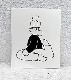 韩国插画师 김잼 KIM JAM 风格简约可爱，笔下的人物都是圆圆的脸蛋和鼻子，更显憨厚呆萌。
