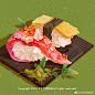 分享一组画的寿司，好不容易凑够的九张
#插画精选##美食插画# ​​​​