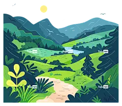 山谷剪贴画自然景观丘陵植被-美丽的自然景观与连绵起伏的丘陵和山脉