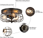 VONLUCE 15 Inch Industrial 3-Light Vintage Metal Cage Flush Mount Ceiling Light, Oil Rubbed Bronze Finish, Rustic Ceiling Lighting Fixture for Bedroom, Dining Room, Living Room, Farmhouse Lighting - - Amazon.com