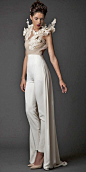 wedding pantsuit via krikor jabotian / http://www.deerpearlflowers.com/wedding-pantsuits-and-jumpsuits-for-brides/