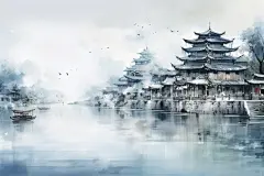 江南水乡插画绘画