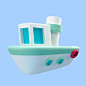 Free PSD 3d rendering of boat travel icon