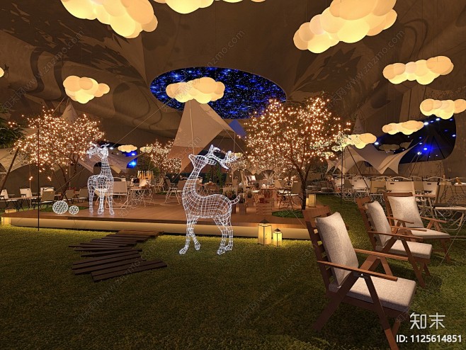 侘寂露营主题餐厅3D模型下载【ID:11...