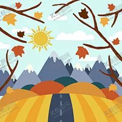 秋天背景  【酷图网】秋天背景,梦幻,秋天壁纸,大自然,清新,植物,景色,自然季节,四季,秋季,插图,卡通,