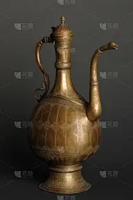 远古的,金属,厨房器具,茶,水壶,传统,华丽的,黄铜,青铜,一个物体