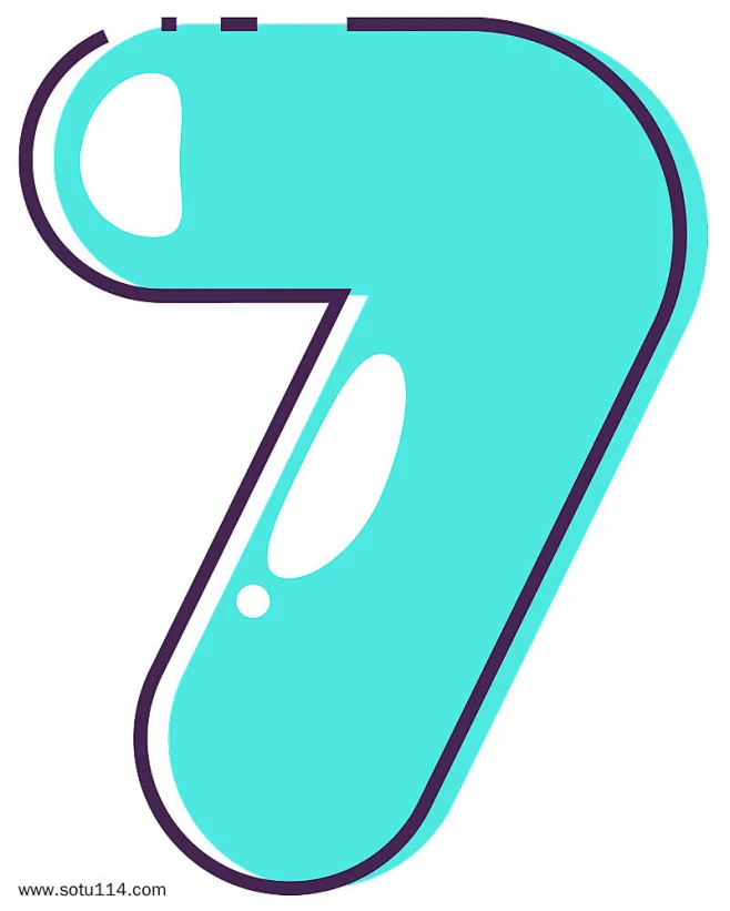 手绘彩色可爱数字7-花瓣网