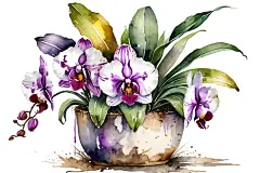 花朵艺术花盆花卉盆景花束兰花插画图片