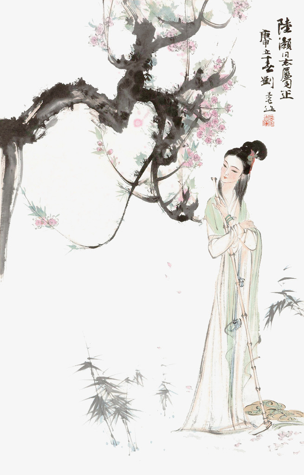 玄関 和室 中国画 白伯骅黛玉葬花图 美術品 茶室 壁掛け 水墨画 掛け軸