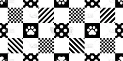 狗无缝图案法国斗牛犬矢量检查骨头爪子脚印条纹圆点宠物玩具围巾孤立重复背景卡通动物涂鸦瓷砖壁纸插图设计