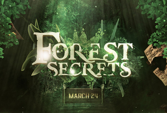 森林的秘密主题艺术字效果 Forest ...