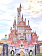 东京迪士尼乐园美女与野兽城堡初步完工！！！

这颜色搭配也太梦幻了！！情况好了一定要去看看！！！