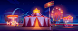 Amusement park at night Premium Vector