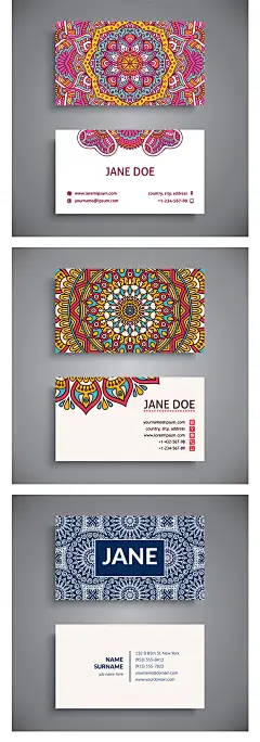 炫彩纹理民族风格名片布艺行业花卉花纹卡片图案模版AI矢量素材-淘宝网