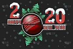 2020,新年前夕,板球,华丽的,运动,一月,壁纸,现代,杉树,问候