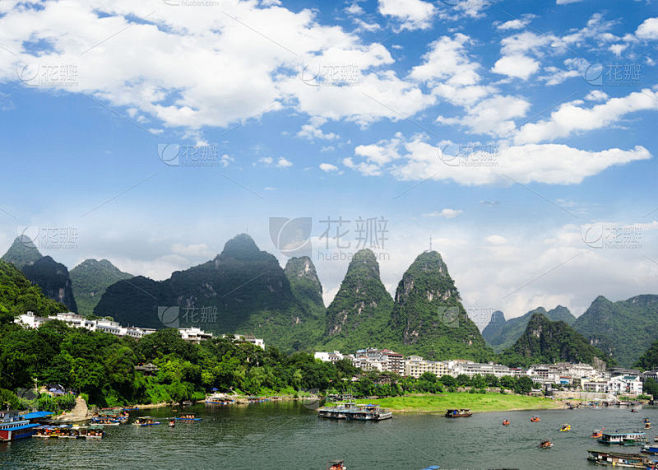 桂林,广西壮族自治区,木筏,漓江,阳朔,地形图,喀斯特,水,水平画幅,山