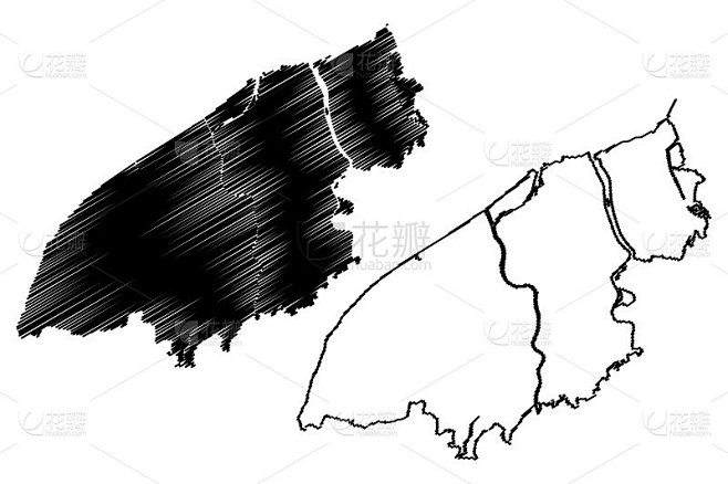新泻市(日本州、岛国、中部地区)地图矢量...