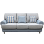 宜家田园客厅小户型组合布艺沙发
清新的蓝色中白色的加入更显纯净。厚实的靠背 舒适的坐垫，必不可少。精致的裹边工艺更显细节做工，全拆洗的设计更方便清洗。让你在蓝色的清新田园海洋风中度过美丽时光。