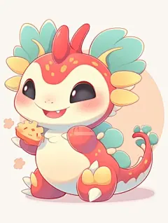 Kawaii cute The Chinese dragon dragon sticker vector art