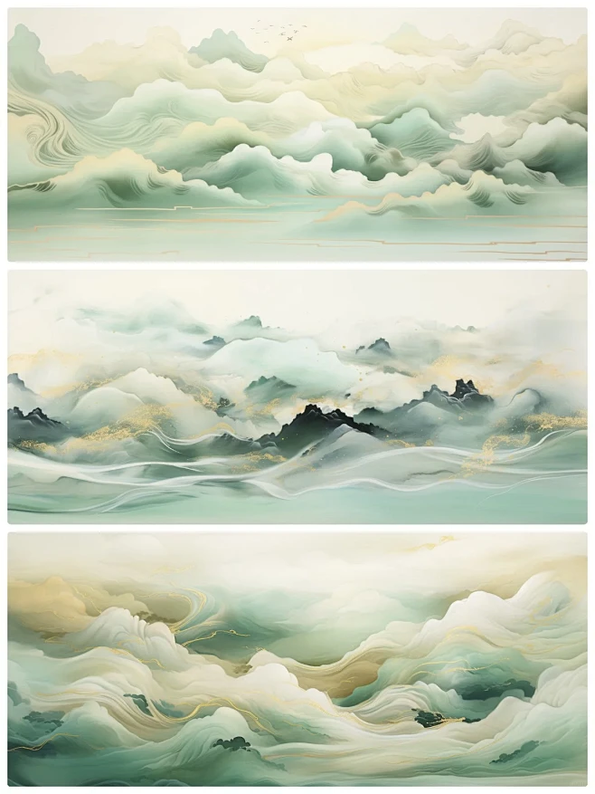 东方美学-只此青绿|国风山水风景背景图-花瓣网